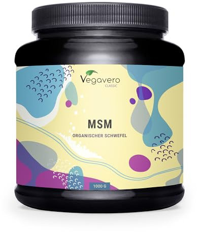 Vegavero MSM Pulver 1000 g | 99,9% rein | Deutsche Produktion | Methylsulfonylmethan | Organischer Schwefel | kristallin | Laborgeprüft und Ohne Zusatzstoffe | Vegan