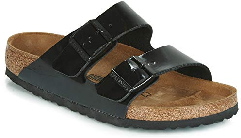 BIRKENSTOCK Arizona - Slipper - Birko-Flor - Schwarz - Weichbettung - Schmal - Größe 39