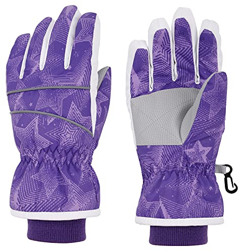 SimpliKids Girl's Waterproof Thinsulate Lined Ski & Snowboard Gloves, Purple,M(7-9Y)