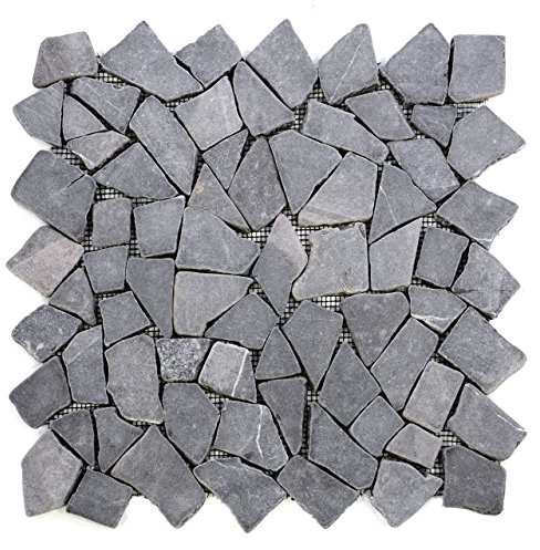 DIVERO 9 Fliesenmatten Naturstein Mosaik aus Marmor für Wand und Boden grau á 35 x 35 cm