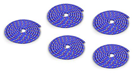 Vinex - Springseil 5er-Set, 3 Meter Länge, 10 mm Durchmesser, robuste Gymnastikseile ohne Griffe für Kinder & Erwachsene, individuell kürzbare Jump Ropes für Schule, Verein & Fitness, Blau