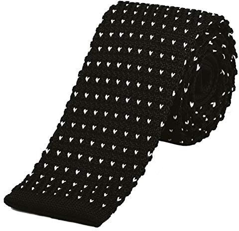 DonDon schmale Strickkrawatte Krawatte Herren retro schwarz-weiß 5 cm