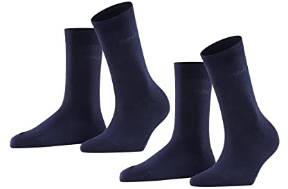ESPRIT dam Strumpor Uni Multipack W So bomull enfärgat 2 par, Blå Marine 6120, 39-42