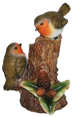 Vivid Arts Robins on Tree Stump Ornament