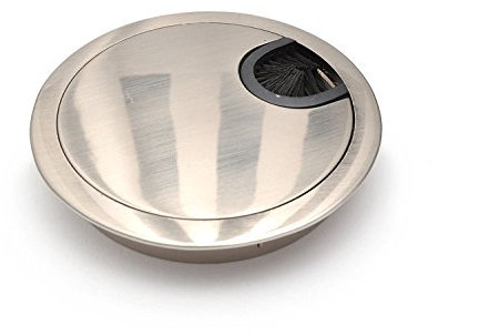 60MM METAL DESK CABLE TIDY OUTLET GROMMET INSERT (Brushed Steel) (1 x)