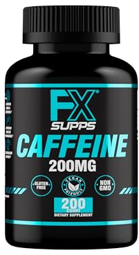 FXSUPPS Caffeine 200mg Capsules – 200 Count, Energy Support Supplement for Men and Women, Supports Alertness and Focus