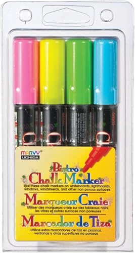 Uchida of America Uchida 480-4A 4-Piece Bistro Chalk Marker Set, Medium Point Tip