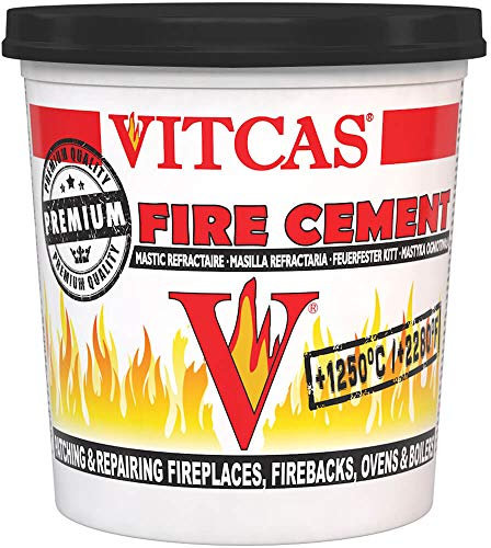 Vitcas Cemento refrattario Nero da 2 kg, Eccellente adesione, ignifugo, Convertibile in Roccia, rattoppatura e Riparazione, Tempo di Riparazione rapido, Tenuta ermetica, Facile da Usare, Resistente