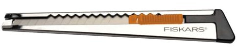 Fiskars Profi-Cuttermesser aus Metall, Flach, 9 mm, Orange/Metall, 1004619