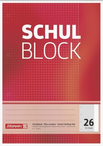 Brunnen 10 x Schulblock A4 kariert Lineatur 26 4-fach gelocht 50 Blatt