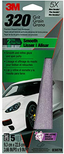 3M Papel de lija Performance 03078, grano 320, 3-2/3 x 9, 5 hojas por paquete