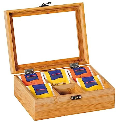 Kesper 50902 - Scatola Porta tè in bambù, 21,7x16x9 cm