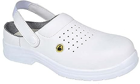 Portwest FC03WHR44 Sandalo di Sicurezza Traforato SB AE ESD in Composito, Bianco, 44