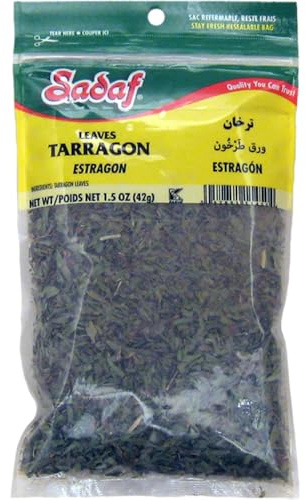 Sadaf Tarragon Leaves - Dried Tarragon Herb for Cooking and Food Seasoning - Natural, Vegetarian & Kosher - Estragon - 1.5 oz Resealable Bag
