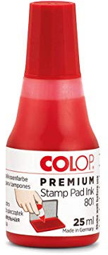 COLOP Premium Stempelfarbe 801 rot, auf Wasserbasis, dermatologisch getestet