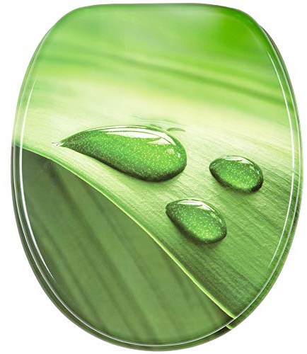Sanilo Toilet Seat, Stable Hinges, Easy to Mount, Wooden Toilet Seat Green Leaf