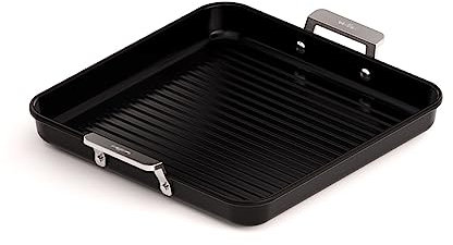 Valira 4677/25 Aire induzione padella grill in ceramica con manici, 28 x 28 cm, nero