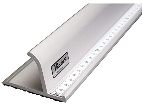 Victor Bar Schneidelineal 50cm aus Aluminium Profi-Ausführung rutschsicher - Metall Lineal - Aluminium Lineal 50cm - Schneidelineal mit Stahlkante - Stahllineal 500mm - Schneiderlineal