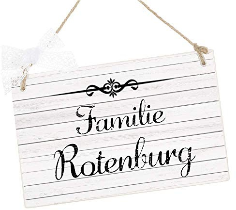 Türschild, Namensschild, Haustürschild aus Holz mit dem Name der Familie