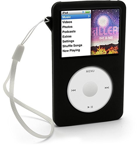 iGadgitz Black Silicone Skin Case Cover for Apple iPod Classic 80GB, 120GB & Latest 6th Generation 160gb launched Sept 09 + Screen Protector & Lanyard
