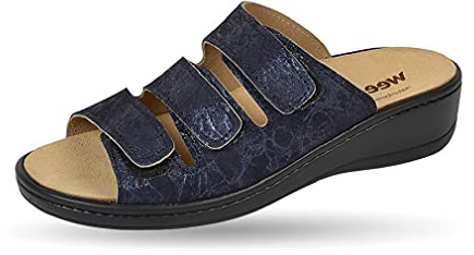 Weeger Orthopädische-Pantolette mit auswechselbarem Fußbett blau metallic Gr. 41
