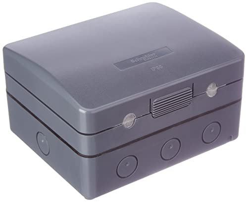 Schneider Electric Exclusive Weatherproof - Double RCD Residual Current Device Outdoor Power Socket, IP66 Rated, 13A, GWPIU3020R, Grey