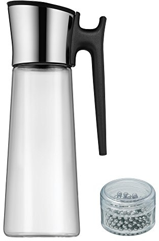 WMF Basic Wasserkaraffe 1,5 Liter, Glaskaraffe mit Deckel und Griff 1,5l, Reinigungsperlen, Silikondeckel, Closeup-Verschluss