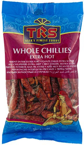 TRS Extra Hot Red Chillies 50 g chiles secos enteros extra picantes India alimentos especias