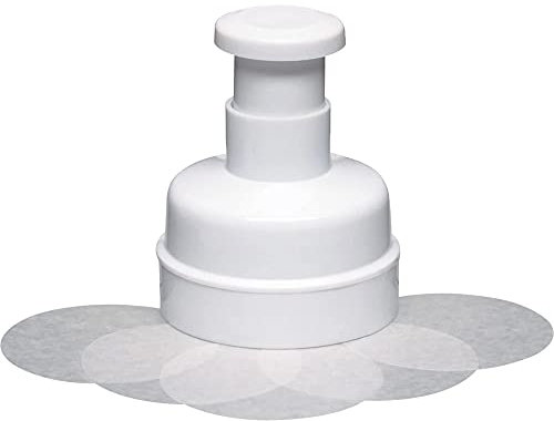KitchenCraft Quarter Pounder Burger Press with 1 Wax Discs in Gift Box, Plastic, White, 11.5 x 11.5 x 13.5 cm