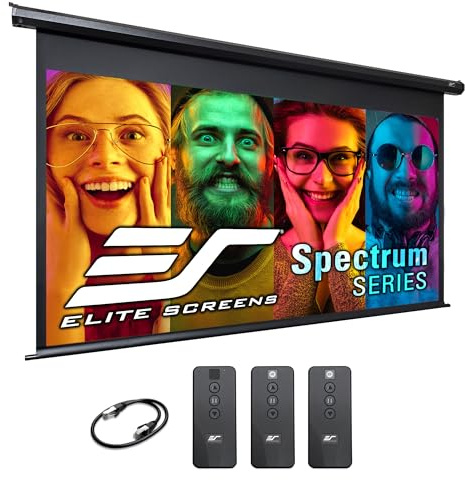 Elite Screens Spectrum Swift-RC1 150 Motorized Projector Screen 16:9, Electric Drop Down, 4K/8K Ultra HD Ready for Home Theater & Gaming, Black Case – ELECTRIC150H2
