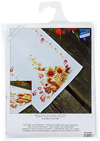Vervaco Kreuzstichpackung Tischläufer Kreuzstich zum Auszählen, Baumwolle, weiß, 32 x 84 x 0,3 cm, PN-0149901