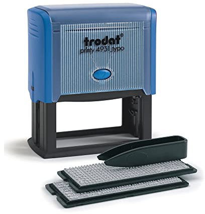 Trodat – Printy 4931 Typo Stempel zum selber Setzen von Text – selbstfärbender Stempel als Bürostempel, Adressstempel, Namensstempel & Co (70 x 30 mm | 6 Zeilen | Schwarz)