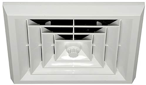 HaVACo Quick Connect 12 Square Ceiling Diffuser with 8-7-6 Reducing Boot, ABS Plastic Grille, 4-Way Deflection Ceiling Diffuser for Air Vent, Home Improvement, White