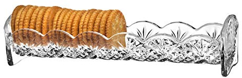 Godinger Dublin Cracker Tray, Snack Dish, Crystal Serving Tray for Crackers, Appetizers, Snacks & Entertaining