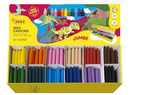 Jovi - Bulk Jumbo Crayon, Classroom pack with 300 Wax Crayons in 12 Colors, Non-Toxic, Super Resistant, Ideal for Small Hands, School Supplies for Teachers