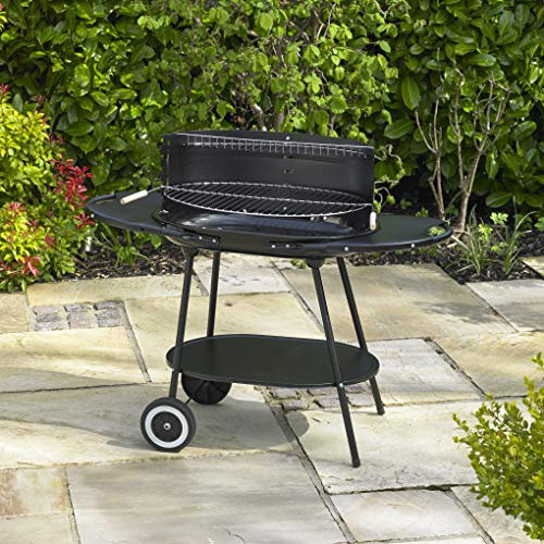 Kingfisher BBQ5 Oval Steel Trolley BBQ - Black