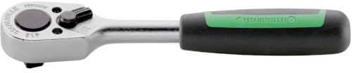 STAHLWILLE 415 l 1/4 Knarre mit Kugelarretierung, Länge: 120 mm l ergonomischer 2-K-Griff l 22 Zähne l Made in Germany