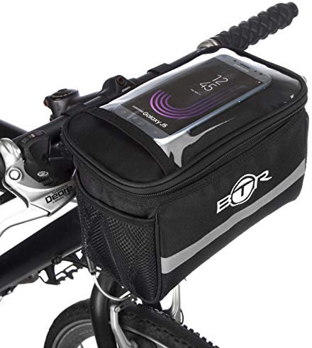 BTR Wasserabweisende Fahrradtasche und Handyhalterung mit durchsichtigem PVC-Fenster für Tablet oder Handy.