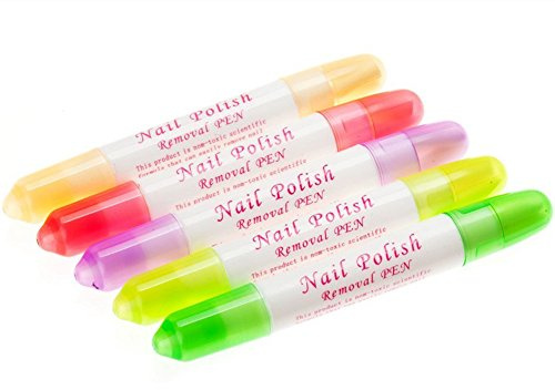 Warm Girl Nagellackentferner/Korrekturstift, Nagelkunst-Korrekturstift mit 15 austauschbaren Spitzen, Maniküre-Werkzeug, 5 Stück