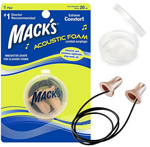 Mack's Acoustic Foam Corded Ear Plugs (1 Pair) - Beige
