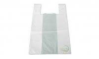 PZ 500 SACCHETTO BIANCO DI PLASTICA BIOLOGICA 23 X 40 SACCHETTO SHOPPERS BORSA CON MANICO BUSTA PER ALIMENTI SHOPPER