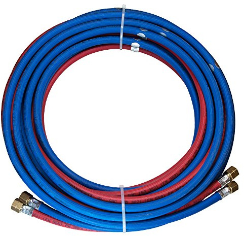 SCAPP Autogenschlauch (mitteldick) 13/13 Acetylen/Sauerstoff, mit 1 Schlauchschelle je lfm., Länge 10 Meter (andere Längen auswählbar)