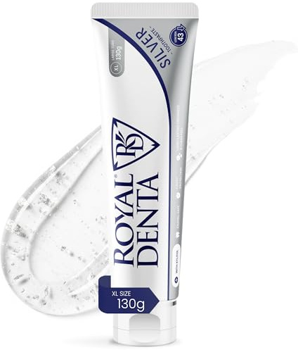 Royal Denta Whitening Zahnpasta mit Fluorid und Silber 130g, Zahnpasta weisse Zähne, gegen Verfärbungen und Plaque, frischer Atem