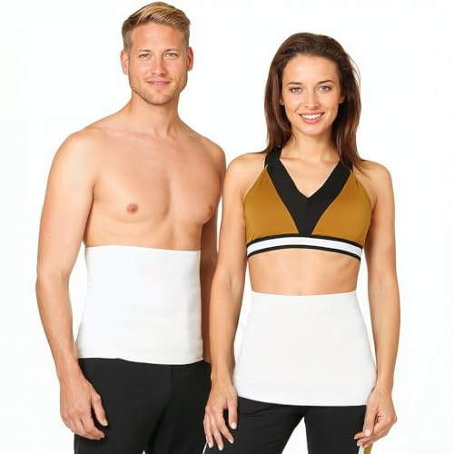 BeFit24 Unisex Njurvärmare tillverkad av angora, merinoull och bomull – Rygg- och njurbälte för kvinnor och män – Värmande, andningsbar, vit
