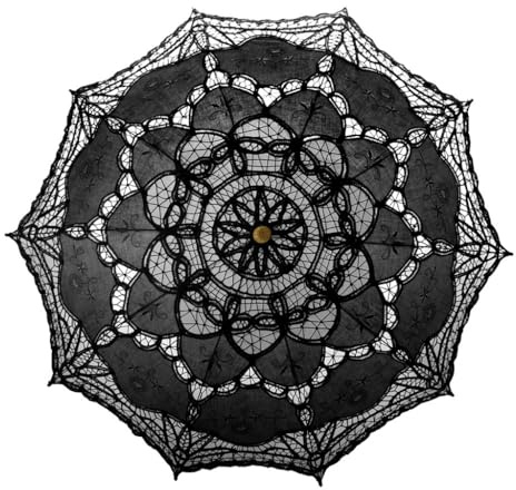 TopTie Vintage Black Lace Parasol, Wedding Bridal Umbrella, Photograph Parasol, Party Decorations Supplies