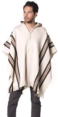 Gamboa Alpaca Wool Poncho for Mens Pancho with Hood Cowboy and Western Style Adult Ponchos