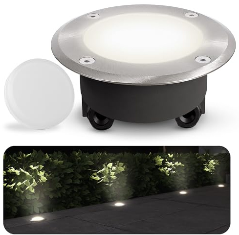 SSC-LUXon Bodeneinbauleuchte LED VISKOS für Außen IP67 rund mit Durchgangsverdrahtung - Bodenlampe inkl. GX53 LED 5W neutralweiß 230V