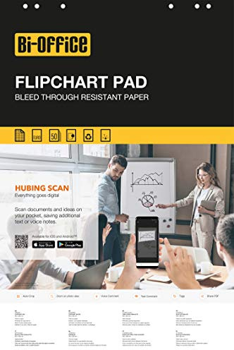Bi-Office - Flipchartblock Euro, Kariert, 50 Blättern, 60 g/m² Papier, 5 Flipchartblöcke