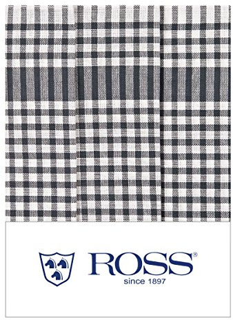 Ross 3er Pack Baumwoll-Geschirrtücher Bauernkaro anthrazit, 50x70 cm