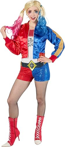 Rubies Offizielles Harley Quinn Suicide Squad Kostüm für Damen – Jacke, Shirt, Shorts & Netzstrumpfhose für Halloween